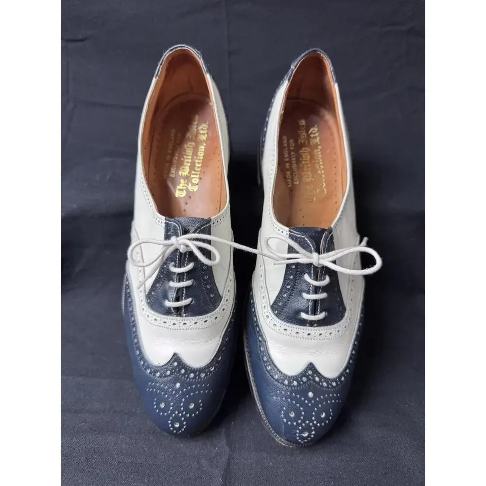 British Isles Collection Men's Brogue Shoes Black White Leather Size 7.5 - Picture 3 of 8